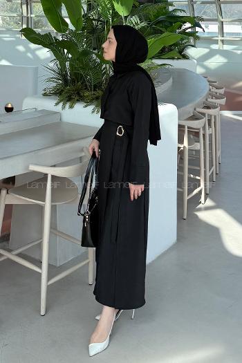 Lamelif Gold Toka Detaylı Etekli Takım Siyah