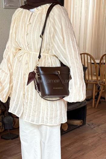 Brown With Suspenders Skin Hand Bag Arm Bag Bag