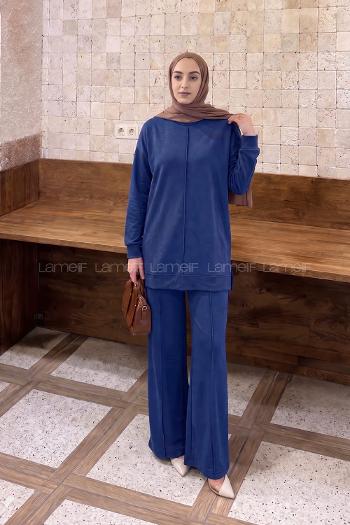 Lamelif Önü Dikişli Takım Lacivert