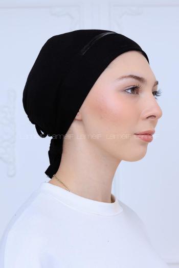 Lamelif Çift Likralı Silikonlu Bone Siyah