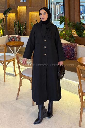 Black Long Arm Gabardin Trench Coat