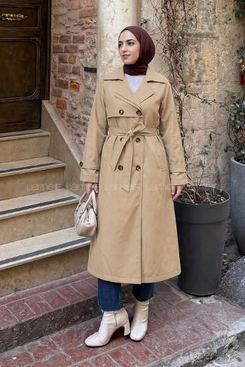 Stone Long Arm Polyester Trench Coat