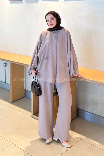 Lamelif Çift Cepli Takım Sütlü Kahve