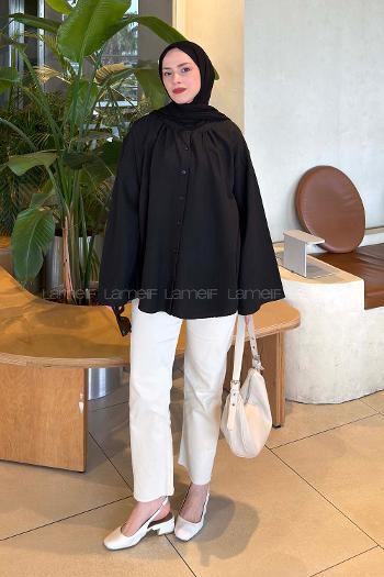 Black Neckband Long Arm Cotton Shirt