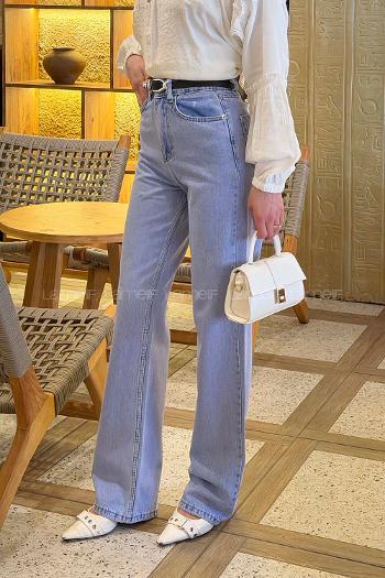 Lamelif Düz Kesim Jean Açık Mavi