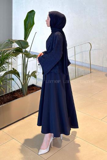 Lamelif Etekli Bağlamalı Takım Lacivert