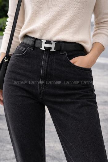 Black-1 Buckle Suni Deri Belt
