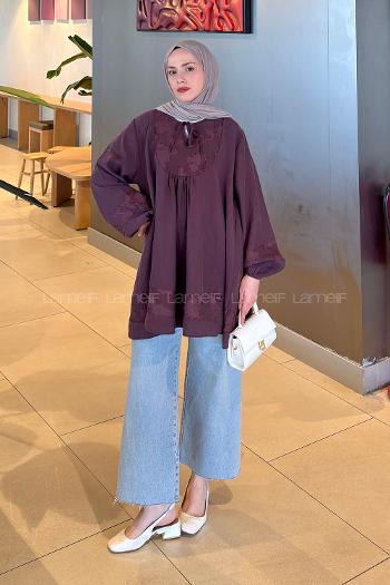 Plum V Neck Modal Unprinted Tunic