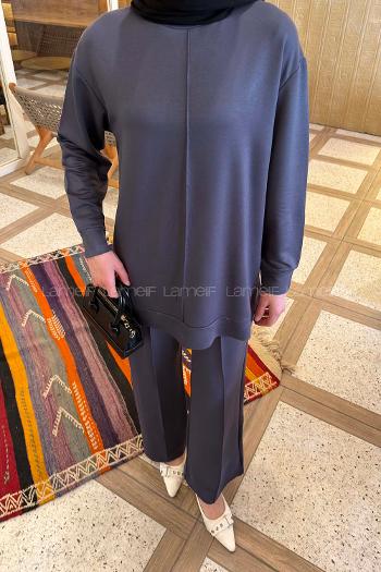 Lamelif Önü Dikişli Takım Antrasit