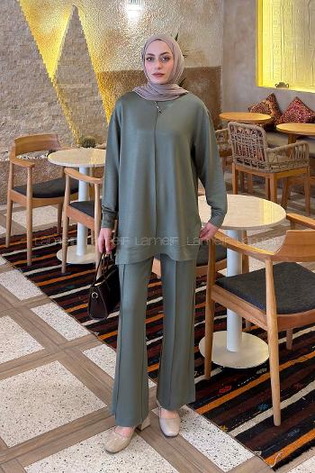 Lamelif Önü Dikişli Takım Haki