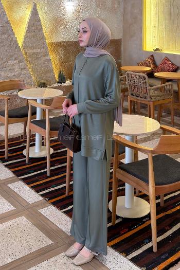 Lamelif Önü Dikişli Takım Haki