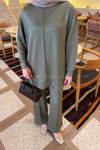 Lamelif Önü Dikişli Takım Haki