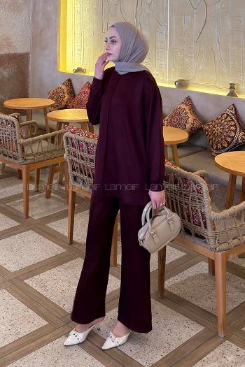 Lamelif Önü Dikişli Takım Mürdüm