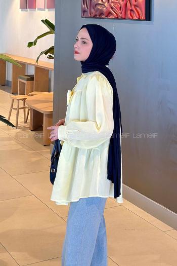 Lamelif Papyon Detaylı Tunik Sarı