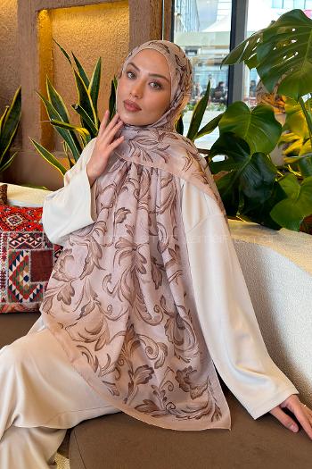 Lamelif Etnik Desen Ferah Şal Bej
