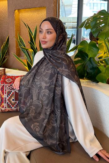 Lamelif Etnik Desen Ferah Şal Haki