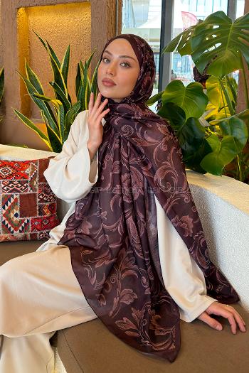 Lamelif Etnik Desen Ferah Şal Koyu Bordo