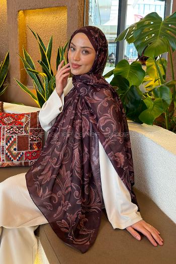 Lamelif Etnik Desen Ferah Şal Koyu Bordo