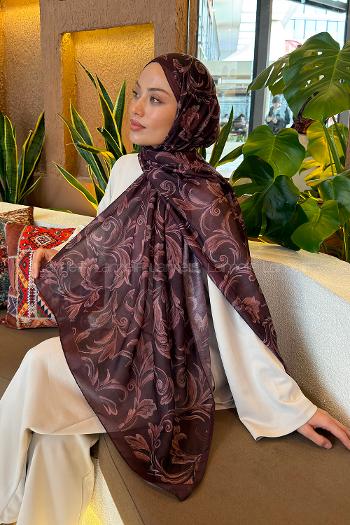 Lamelif Etnik Desen Ferah Şal Koyu Bordo
