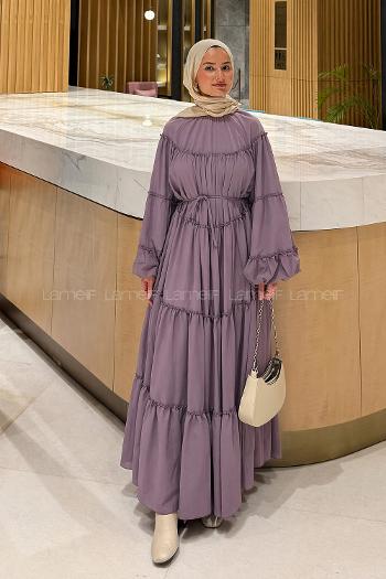 Eggplant Purple Crew Neck Viscose Fabric Dresess