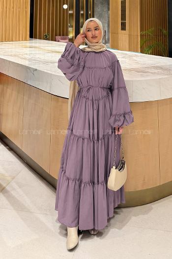 Eggplant Purple Crew Neck Viscose Fabric Dresess