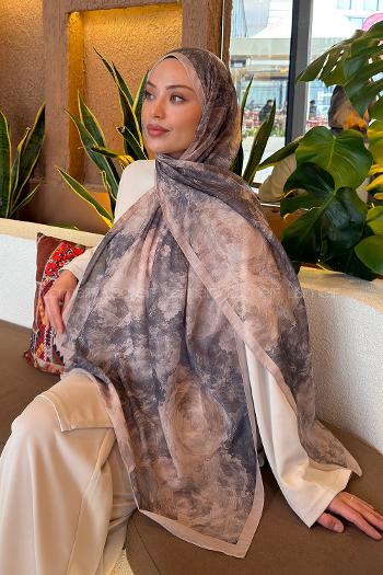Lamelif Gül Çiçek Desen Ferah Şal Füme