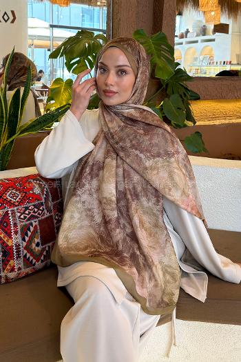 Lamelif Gül Çiçek Desen Ferah Şal Mint Yeşili