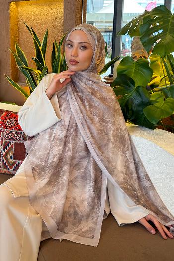 Lamelif Gül Çiçek Desen Ferah Şal Taş