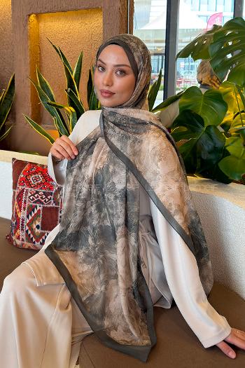 Lamelif Gül Çiçek Desen Ferah Şal Yaprak Yeşili