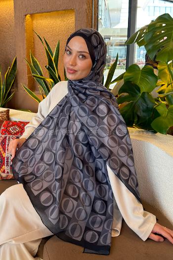 Lamelif Halka Desen Ferah Şal Antrasit