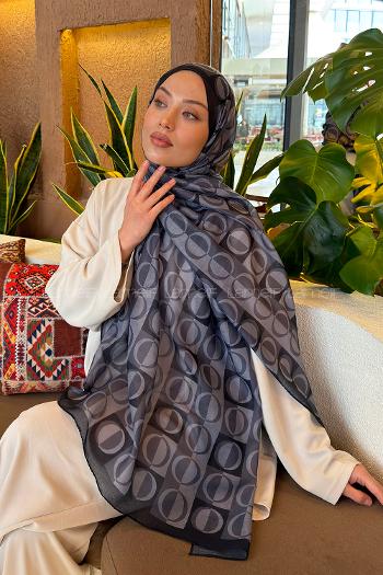 Lamelif Halka Desen Ferah Şal Antrasit
