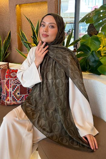 Lamelif Halka Desen Ferah Şal Asker Yeşili