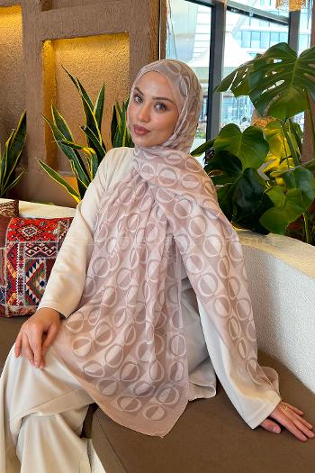 Lamelif Halka Desen Ferah Şal Bej