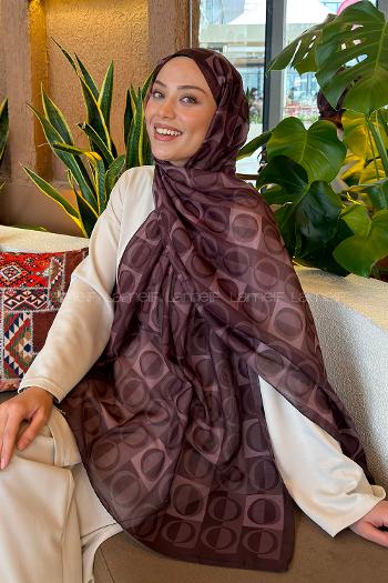 Lamelif Halka Desen Ferah Şal Kahverengi
