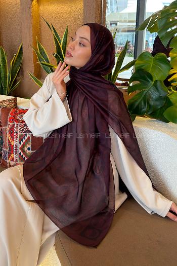 Lamelif Halka Desen Ferah Şal Koyu Bordo