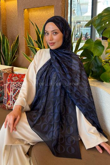 Lamelif Halka Desen Ferah Şal Lacivert