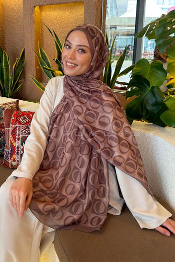 Lamelif Halka Desen Ferah Şal Soft Kahve