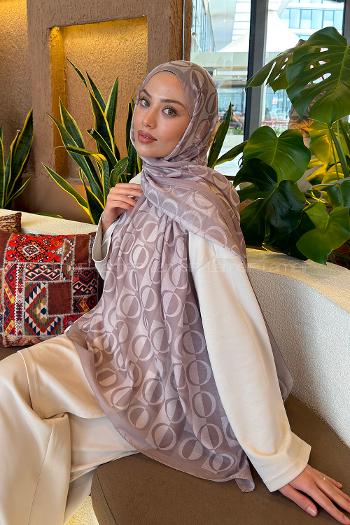 Lamelif Halka Desen Ferah Şal Vizon