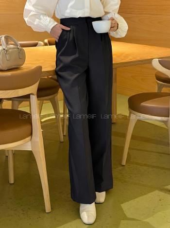 Black Polyester High Waist Material Pants