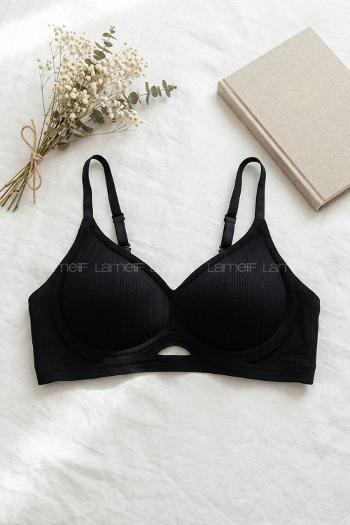 Black Cotton Without Underwire Unsupport Bralet