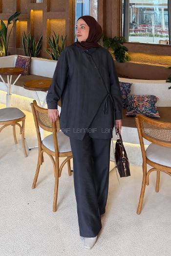 Black Shirt Collar Long Arm Ayrobin Regular Trousers Comfortable Suit