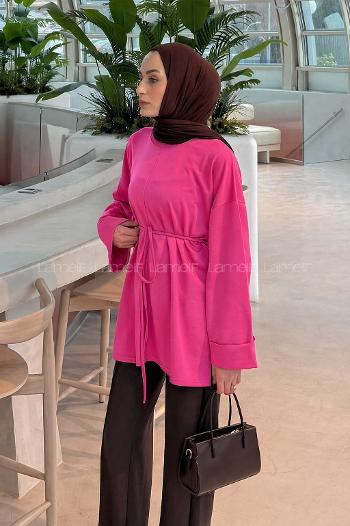 Candy Pink Crew Neck Long Arm Sweatshirt