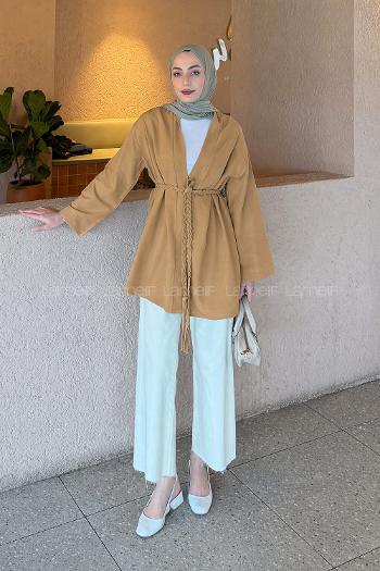 Camel Long Arm Linen Kimono
