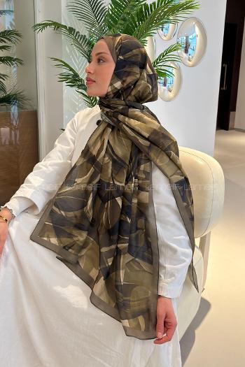 Lamelif Brush Desen Soft Şal Asker Yeşili