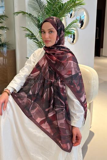 Lamelif Brush Desen Soft Şal Bordo