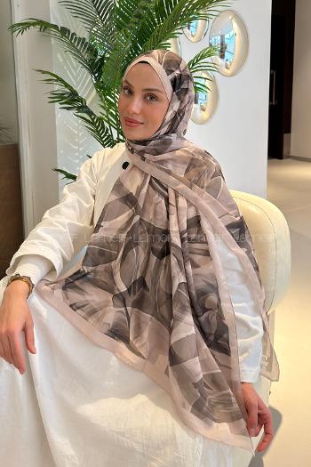 Lamelif Brush Desen Soft Şal Vizon