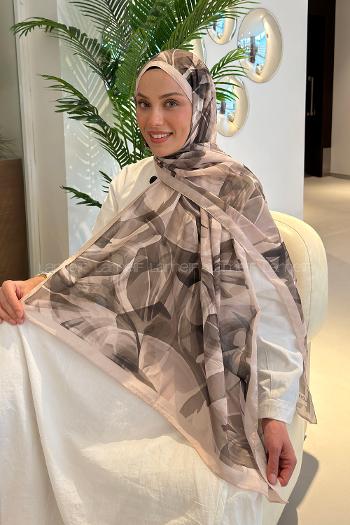 Lamelif Brush Desen Soft Şal Vizon