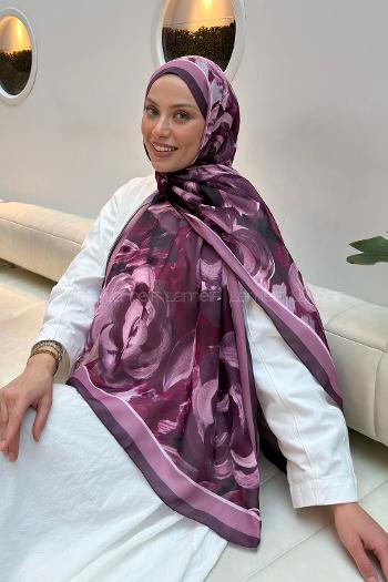 Plum Cotton Striped Shawl