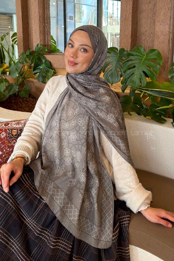 Lamelif Geometrik Desen Bambu Şal Adaçayı