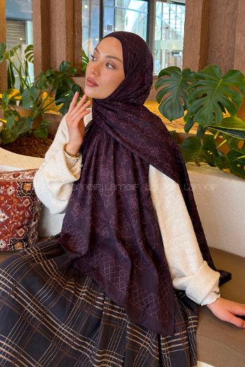Lamelif Geometrik Desen Bambu Şal Mor